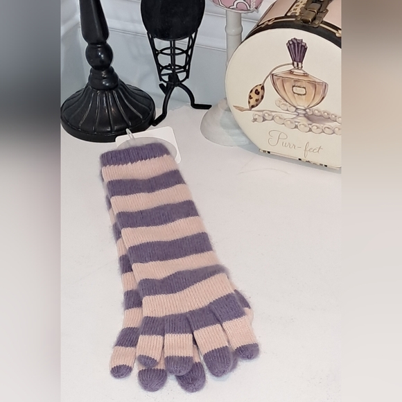 Portolano Purple & Pink 100% Cashmere Winter Gloves OSFM NWT - Picture 2 of 4